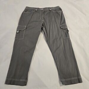 Spanner Women's Gray W/ White Stitching‎ Cargo Capri Pants Thigh Pockets Size 12